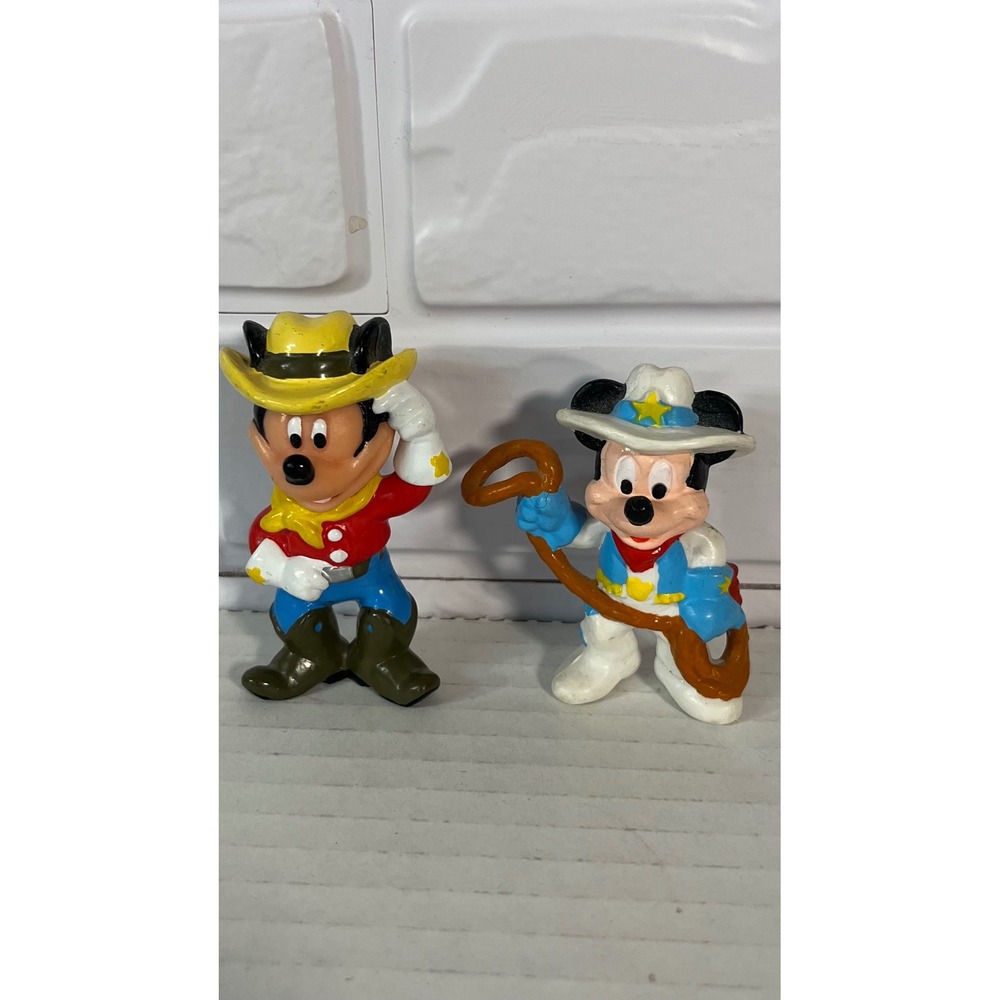 Disney Mickey Mouse Cowboy Figures Unisex OS Multi Vintage Western PVC Toy Lot